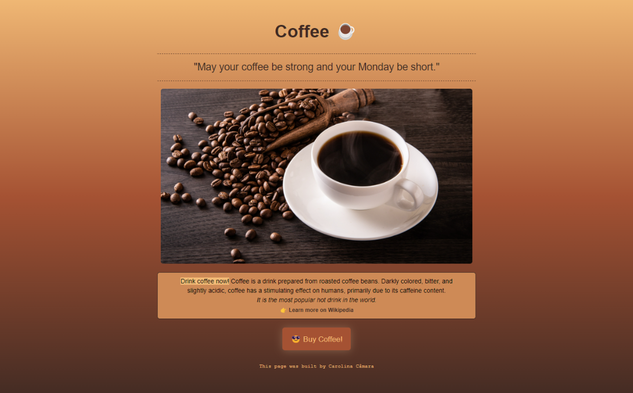 SheCodes Basic project: Coffee page