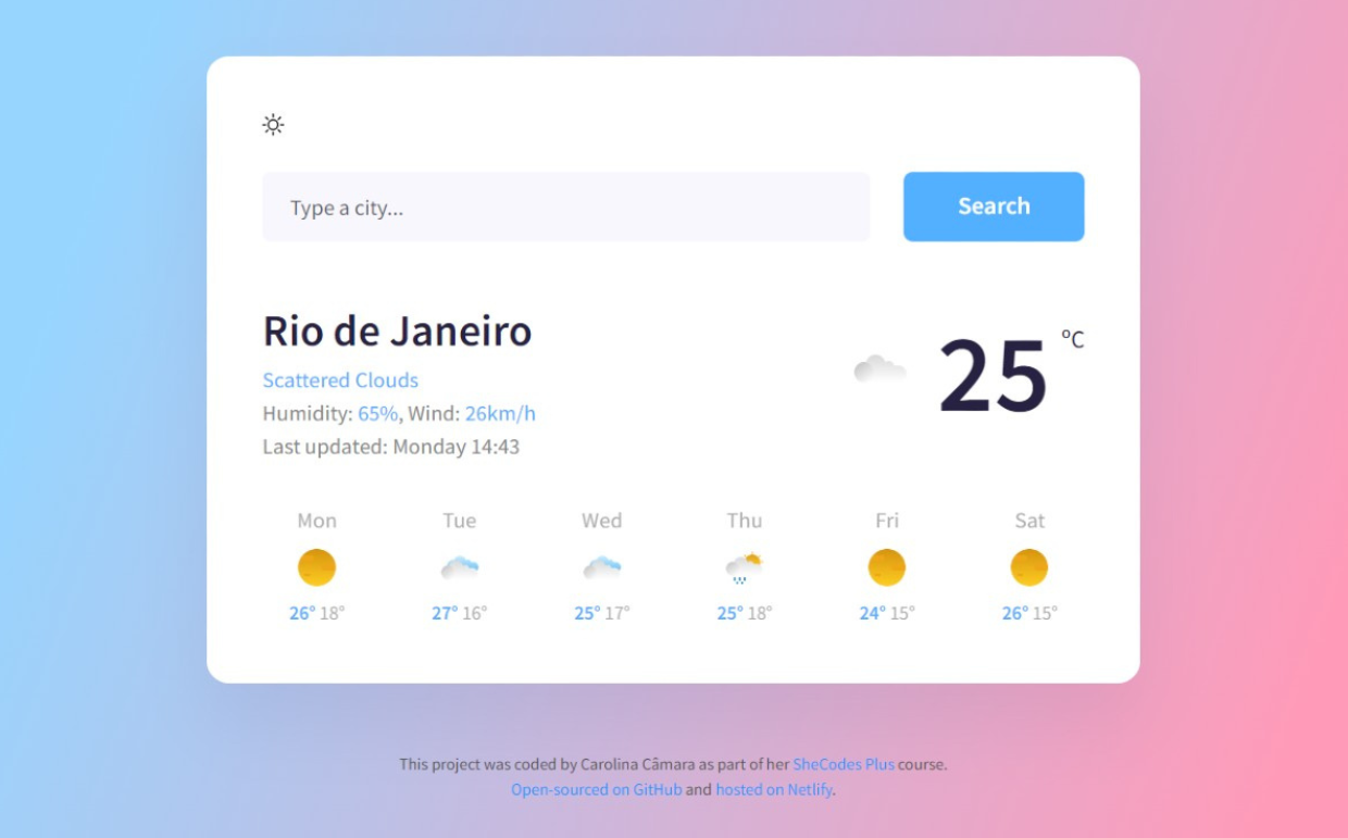 SheCodes Plus project: Weather App